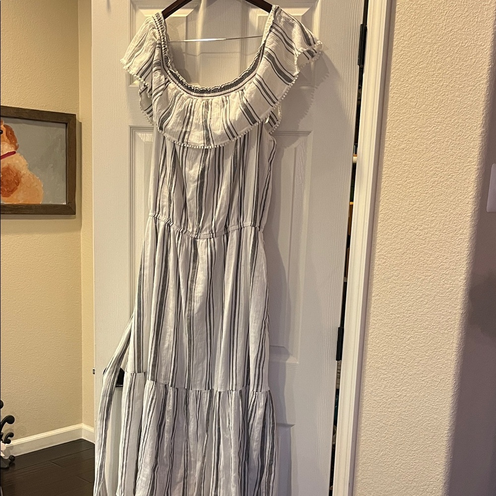 Ralph Lauren Black and White Striped Maxi Dress